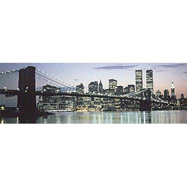 Imagem de Buyartforless Pôster Panoramic Night Brooklyn Bridge and Beyond da Manhattan 91 x 30 cm World Trade Center New York City Michael Pasdzior