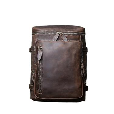 Imagem de Mochila de couro retrô para homens Bolsa de viagem de negócios de grande capacidade de couro para homens(Dark brown)