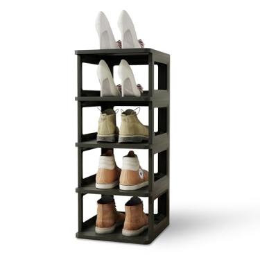 Imagem de SEE SPRING Organizador de sapateira empilhável de 5 níveis – Prateleira de armazenamento de sapatos de plástico para entrada, armário, quarto – comporta sapatos tamanho 13, economiza espaço e