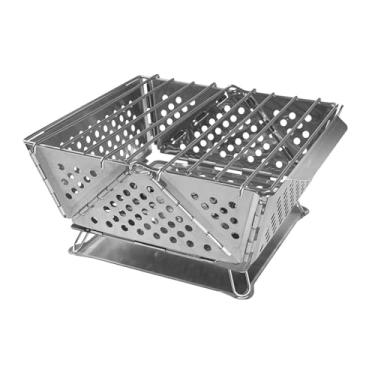 Imagem de Generic Grelha de camping de fogo dobrável Grill portátil de fogueira aço inoxidável para viajar