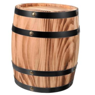 Imagem de IEUDNS Barril de vinho de carvalho grande porto vintage barril envelhecido em madeira de vinho, barril de vinho, dispensador de balde de uísque, para casa de, Marrom, S