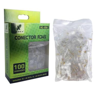 Imagem de Conector RJ45 100 Unidades Conectores Banhado a Ouro - X-Cell