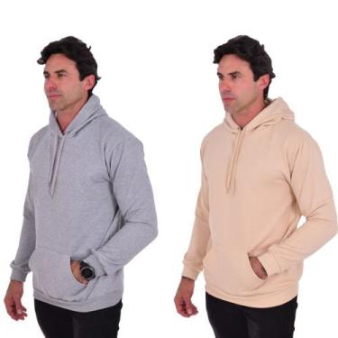 Imagem de Kit 2 Moletom Masculino Confortável Macio Estiloso Art Life, GG, Cinza