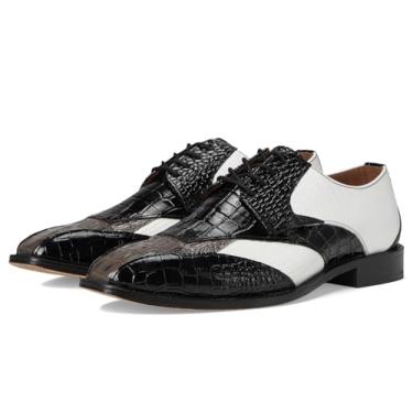 Imagem de STACY ADAMS Sapato Oxford masculino Tristano Biqueira com cadarço, Preto/Cinza/Branco, 47