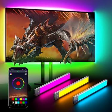 Imagem de LEPOTEC 3 peças de luzes de parede LED RGB, lâmpada de arandelas de parede com controle remoto de aplicativo, barra de luz para jogos, iluminação embaixo do armário com sincronização de música, luz