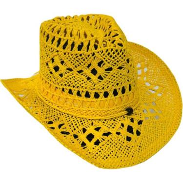 Imagem de Chapéu Country Amarelo Sertanejo Rodeio Shows Peão Cowboy Moda Boho - 