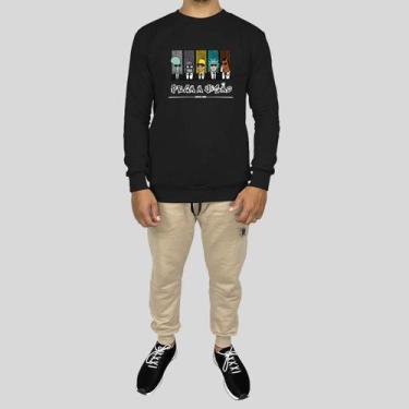 Imagem de Conjunto Calça e Blusa Moletom Careca Sem Capuz Algodão Estampado Loko