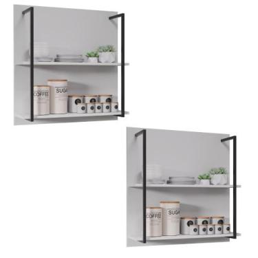 Imagem de Kit 2 Prateleiras Painel Organizador Branco Suspenso Clara Mercado dos