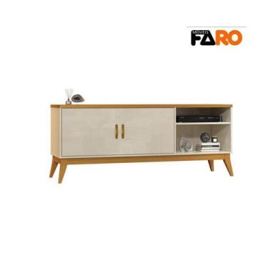 Imagem de Rack Bancada Para Sala TV Até 60 Polegadas Star EDN, Off White/Cedro