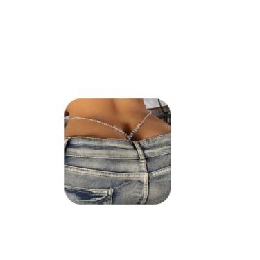 Imagem de Calcinha fio dental sexy simples com strass, joia de verão, praia, cristal, corrente de barriga, festival, biquíni rave, strass, fio G, cinto, para mulheres, Metal, allou