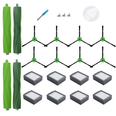 Imagem de LOVECO Peças de reposição compatíveis com iRobot Roomba E I & J Series Robotics, E5 E6 i8 i7 i6 i5 i4 i3 i1 j9 j8 j7 j6 j5 e versão Plus, 2 escovas de borracha, 8 filtros, 8 escovas