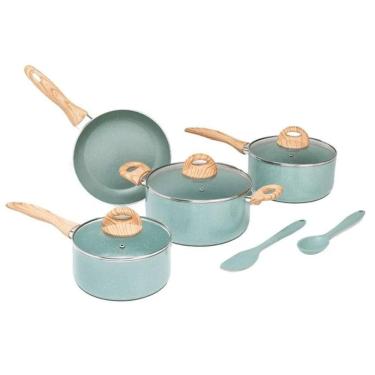 Imagem de Jogo De Panelas Antiaderente Ceramic Life Botanika 6 Peças Verde Indução Brinox