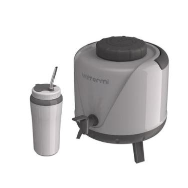 Imagem de Kit Tereré Botijão 5 Litros com Copo Cuia 650ml Guampa Inox Marfim Uni
