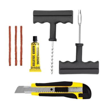 Imagem de Kit De Reparo Remendo Para Pneu Sem Câmara Carro Moto Com Estilete E 3