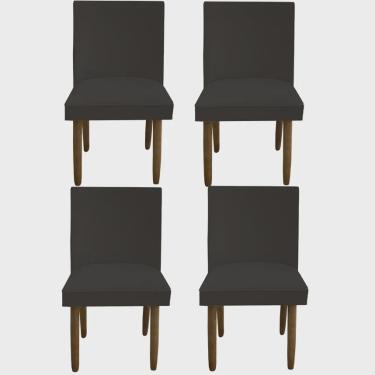 Imagem de Kit 04 Cadeiras Para Sala De Jantar Tóquio Pés palito Suede Marrom - D'Classe Decor