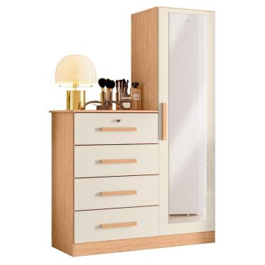 Imagem de Cômoda Belize Plus com 1 Porta e 4 Gavetas - Móveis Albatroz Freijó/Off White