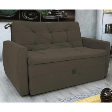 Imagem de Sofá Cama para Sala de Estar Dingle Suede Cappuccino - CasaH