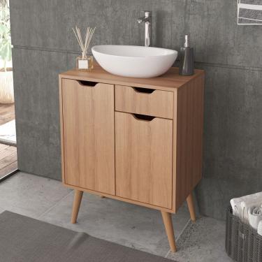 Imagem de Armário de Banheiro 2 Portas 1 Gaveta Bn3637 Amêndoa - Tecno Mobili