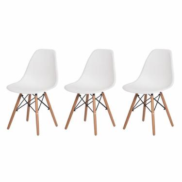 Imagem de 3 Cadeiras Com Encosto Para Mesa De Jantar Cozinha Branca