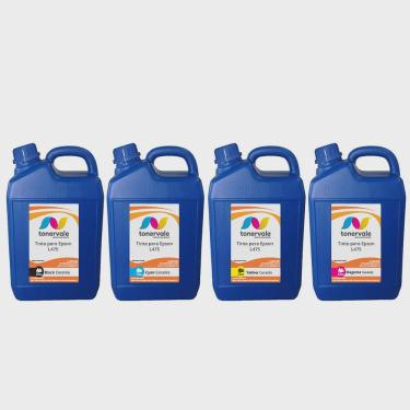 Imagem de Kit 4 Tinta Tankfull Para Impressora Epson Ecotank T664 L475 cmyk Corante de 5 Litros