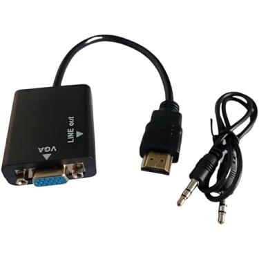 Imagem de Cabo Conversor Adaptador Hdmi Para Vga Com Saida De Audio ST Cabo Converte Áudio E Video Do HDMI Para o VGA + Áudio