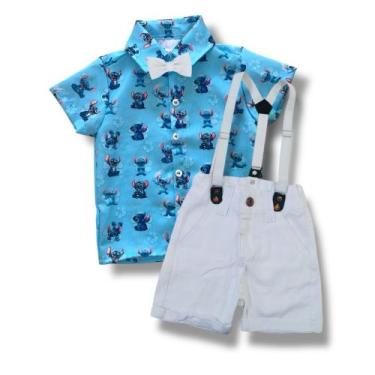 Imagem de Conjunto Menino Infantil Luxo Temático Stitch + Bermuda - ACT, 01 ANO