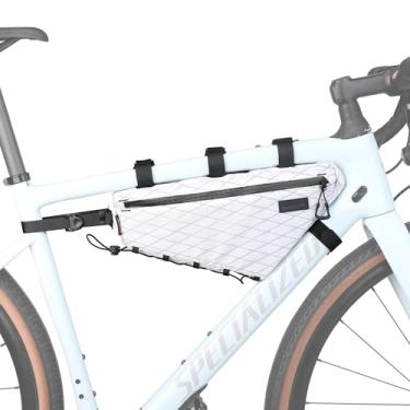 Imagem de Rhinowalk Bolsa de bicicleta para quadro de bicicleta, impermeável, bolsa triangular, bolsa de bicicleta de 2,8 L, bolsa sob o tubo, acessórios profissionais de ciclismo (GG) - branca