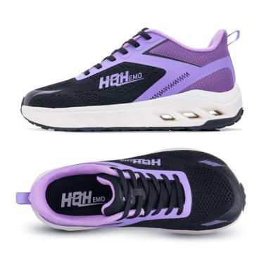 Imagem de GOOBON Tênis feminino de corrida de trilha com bico largo, moderno, tênis atlético, respirável, sem queda, leve, Preto, roxo, 36