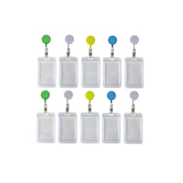 Imagem de Kit 10 Porta Crachá Cordão Colorido Com Roller Clip Retrátil