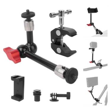 Imagem de Mechrig Kit de braçadeira de braço mágico, braço de fricção articulado para montagem de câmera com super braçadeira, com orifício de rosca e parafuso de 1/10.2 cm-20, para câmera, luz, monitor, webcam