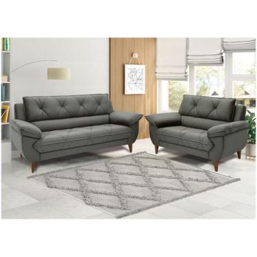 Imagem de Conjunto de Sofás 2 e 3 Lugares Malbec Linoforte, Grafite, 3 e 2 lugar