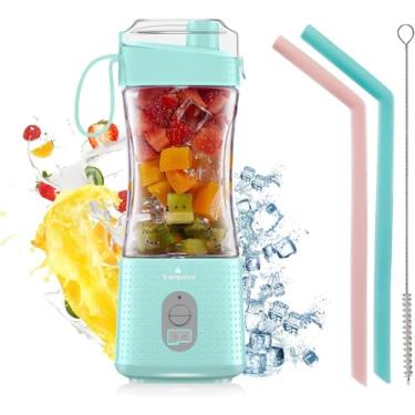 Imagem de Vaeqozva Liquidificador Portátil Recarregável Usb, Mini Liquidificador De Frutas Para Smoothies, Sucos De Frutas, Shakes De Proteína E Milk-Shakes, Azul