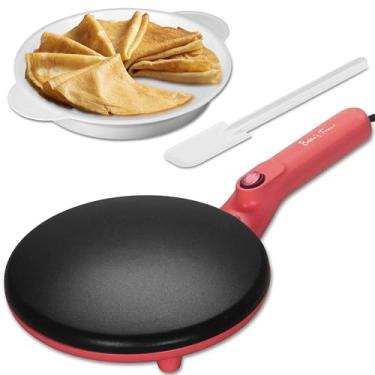 Imagem de Baker's Friend Máquina De Crepe Instantânea Com Alça, Máquina De Crepe Elétrica, Crepera Electrica, Superfície De Cozimento Antiaderente De 8 Polegadas, Vermelho Framboesa