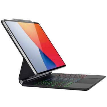 Imagem de doqo Capa Com Teclado Para Ipad Air 13 (M2) 2024/ (M3) 2025 E Ipad Pro 12.9 (6ª, 5ª, 4ª E 3ª Geração), Capa Magic Keyboard Com Trackpad Multitoque Fino, 7 Cores, Retroiluminação Preta
