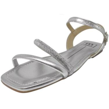 Imagem de Sandalia Feminina Rasteira Brilho Casual Conforto Moleca