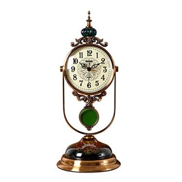 Imagem de Relógio de mesa, luz americana, luxuosa, sala de estar, relógio oscilante, ornamentos de estilo europeu, criativo grande relógio de mesa silencioso