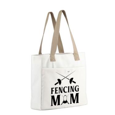 Imagem de MBMSO Bolsa esportiva de esgrima para mãe, presente para esgrimistas, bolsas esportivas para mulheres, treinadoras, presente para fãs de espadas, lutador de espadas (mãe de esgrima TOTE)