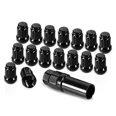 Imagem de GSTP Pacote com 16 porcas de roda de 3,5 cm M12 x 1,5 estrias com chave de soquete compatíveis com Chevy Impala Malibu Honda Accord Civic CRV Acura TSX Preto