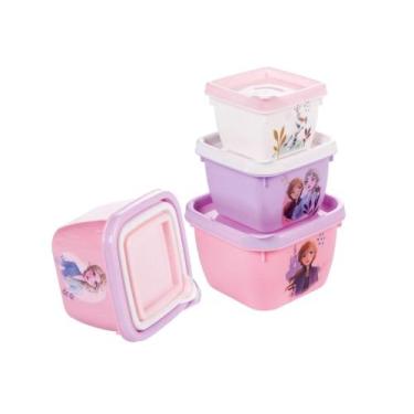 Imagem de Kit 3 Potes Conjunto Infantil Lanches Papinha Plasutil, Frozen