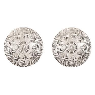 Imagem de Brincos de joia femininos em formato redondo estilo étnico de bollywood indiano Touchstone para esculpir em relevo em forma de Bahubali Branco