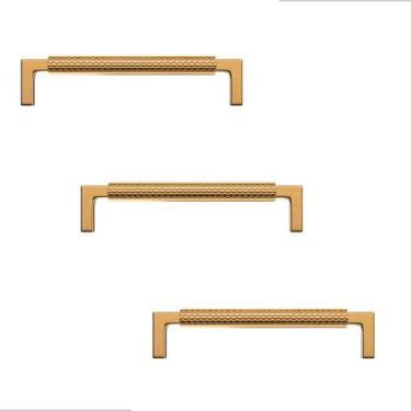 Imagem de Kit 3 puxador móveis zigrinato il1780 160mm bronze esc ( dourado ) - I