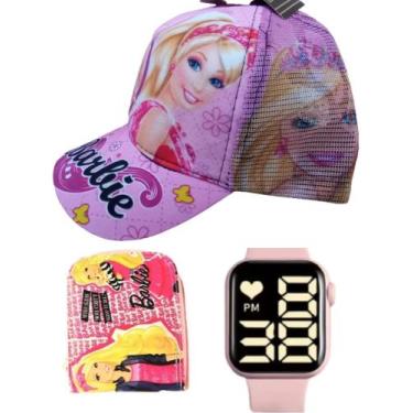 Imagem de Boné e carteira Barbie mas relógio digital a prova d agua smart femini