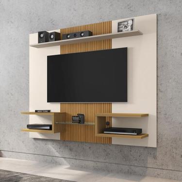 Imagem de Painel Atlas Sala Tv Até 55 Polegadas Off White/cinamomo - Ripa Off White/cinamomo - Ripa