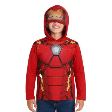 Imagem de Camiseta Manga Longa Infantil Menino Algodão Estampada Capuz Vingadores Brandili-Masculino