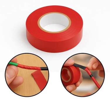Imagem de Fita Isolante Antichama Vermelha 19mm x 10m Segurança e Resistência pa