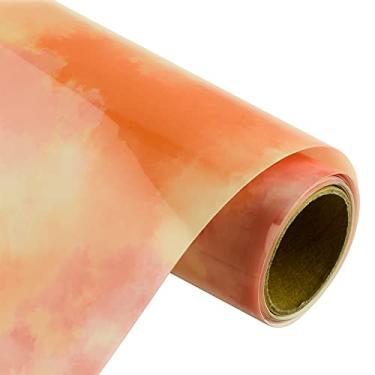 Imagem de KISSWILL Vinil De Transferência Térmica Htv Tie Dye 25 Cm X 1,5 M Para Camisetas, Roupas Diy Brilhantes E Refletivas (Vermelho Amarelo Alaranjado)