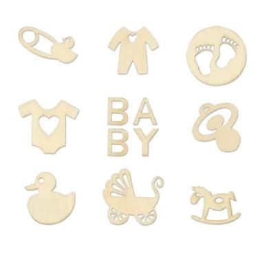 Imagem de Forever in Time Mini Cortes A Laser Em Madeira - Carrinho De Bebê, Cavalo Balanço, Chupeta E Muito Mais, 45 Peças 1'' Largura