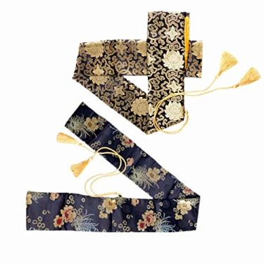 Imagem de FLURSAILE Capa Para Espada Katana De Seda Sintética, 2 Peças, 51 Polegadas, Estojo Transporte Espadas Samurai (Flor Da Sorte E Nuvem)