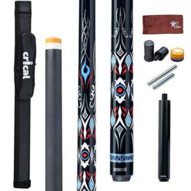 Imagem de CRICAL Taco de sinuca de fibra de carbono COWCUE 147 cm conjunto profissional de bastões de sinuca de baixa deflexão com junta de 3/8 x 8 pinos e ponta de 12,5 mm