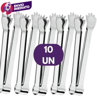 Imagem de Kit Pegador De Gelo Premium Aço Inox 18,5cm Pinça Com Garra Bar Drinks